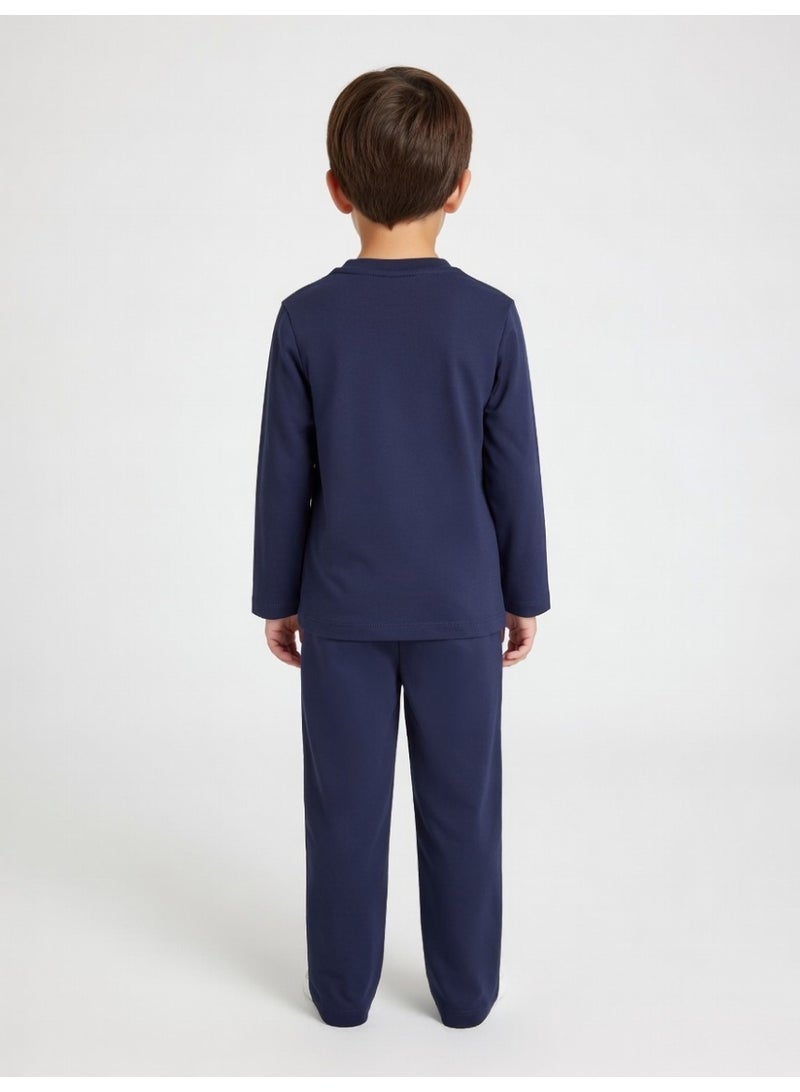 سونيك | طقم تيشيرت وبنطال بأكمام طويلة للأولاد | كحلي - Image 4